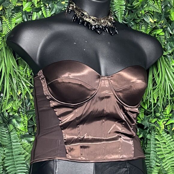 FASHION‎ NOVA Top Women Large Brown Corset Bustier Burlesque Steam Punk 2311 - Picture 3 of 8